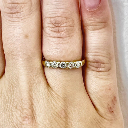 5 Stone Diamond Band Crafted In 14 Karat Yellow Gold - 1/2 CTTW Eternity Ring - Wedding Ring - Bridal Jewelry - Anniversary Ring