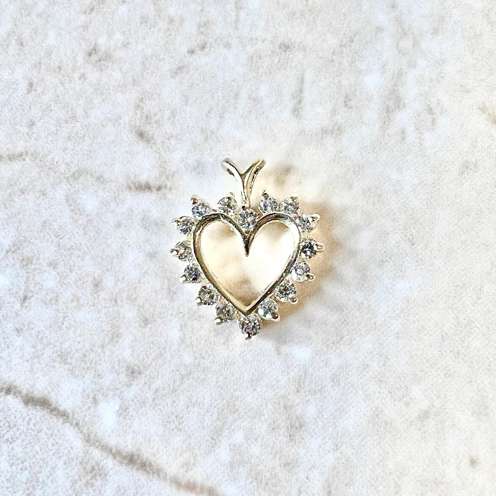 CLEARANCE 40% OFF - 14 Karat Yellow Gold 1/3 Carat Diamond Heart Pendant - WeilJewelry