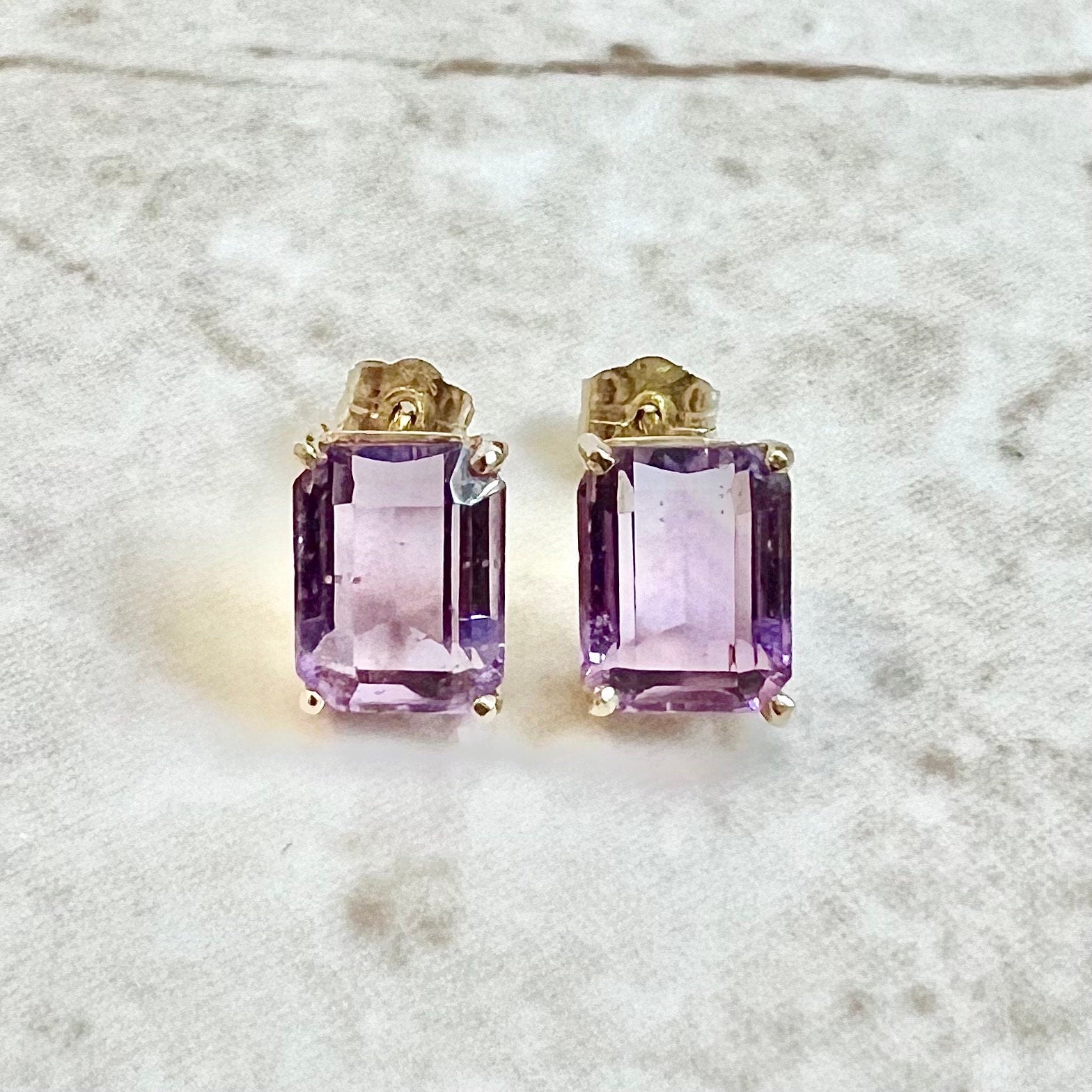 Emerald cut deals amethyst earrings