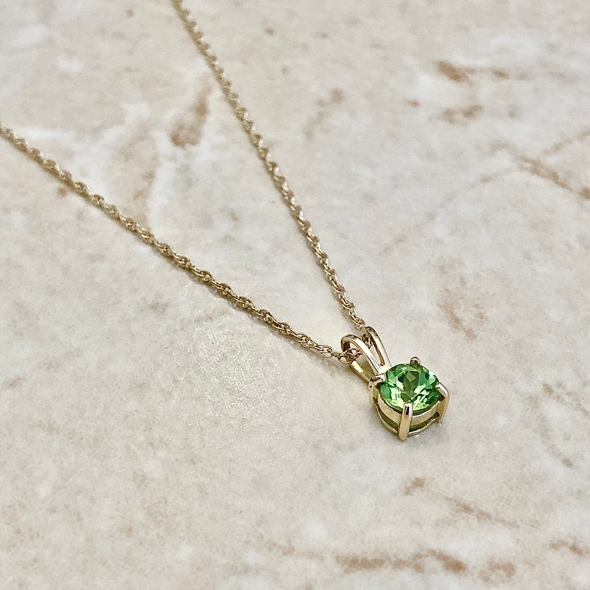 14 Karat Yellow Gold August Birthstone Natural Round Peridot