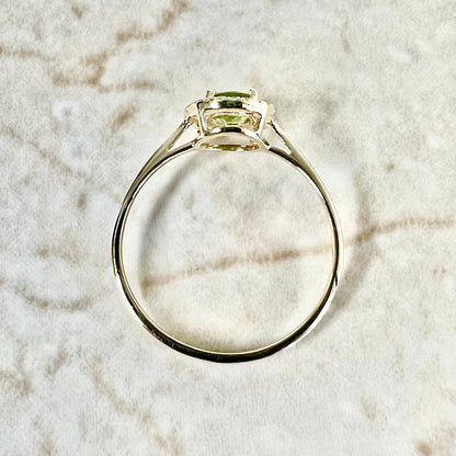 14K Round Peridot Halo Ring - Yellow Gold Peridot Ring - Gemstone Halo Ring - Peridot Promise Ring - August Birthstone Gift - Birthday Gift