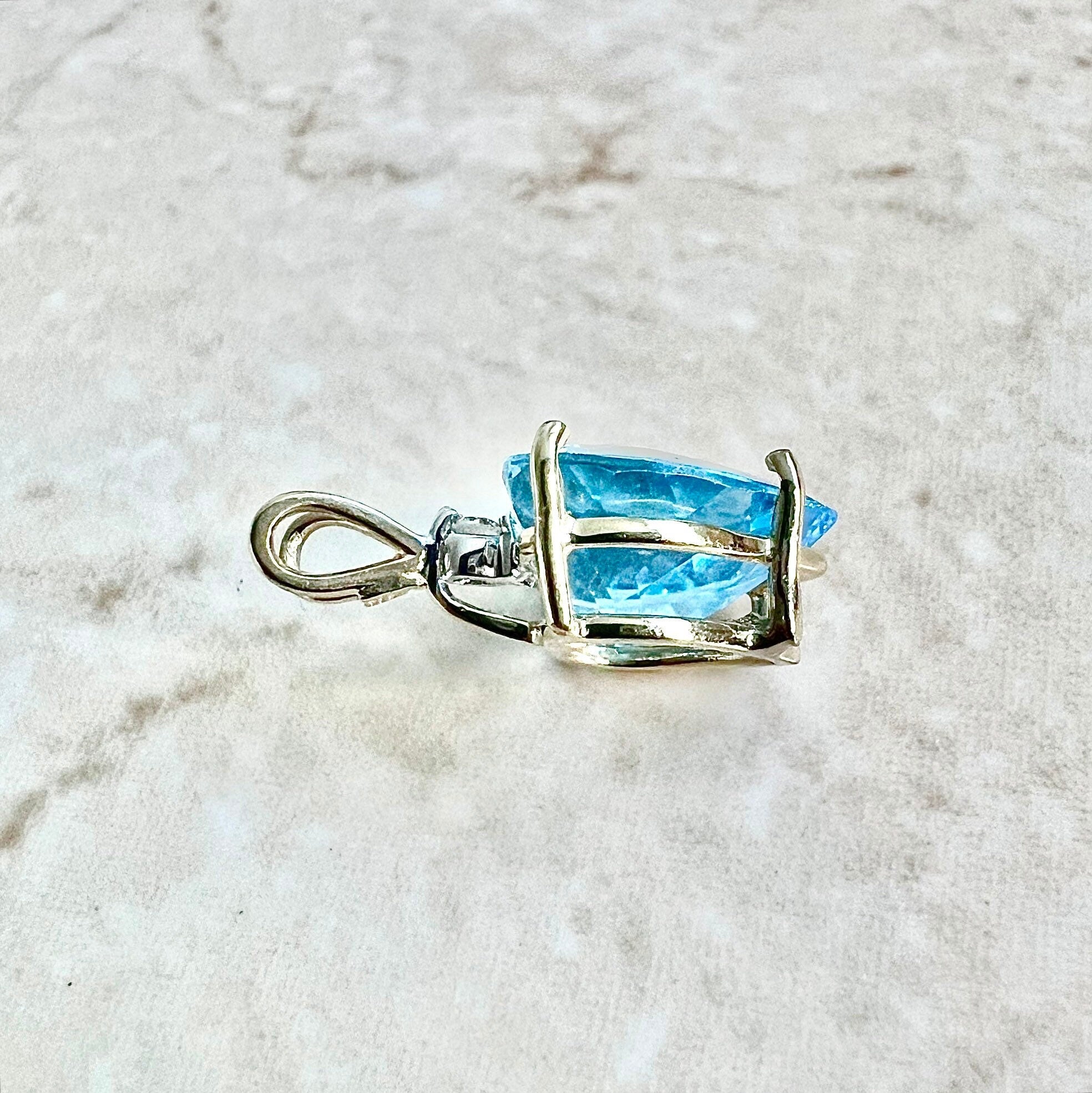 Newest Natural Swiss Blue Topaz Pendant, 14k Solid Gold Diamond Pendant, Heart Shape Blue Topaz Pendant, Dainty Solitaire Pendant Gift for Her