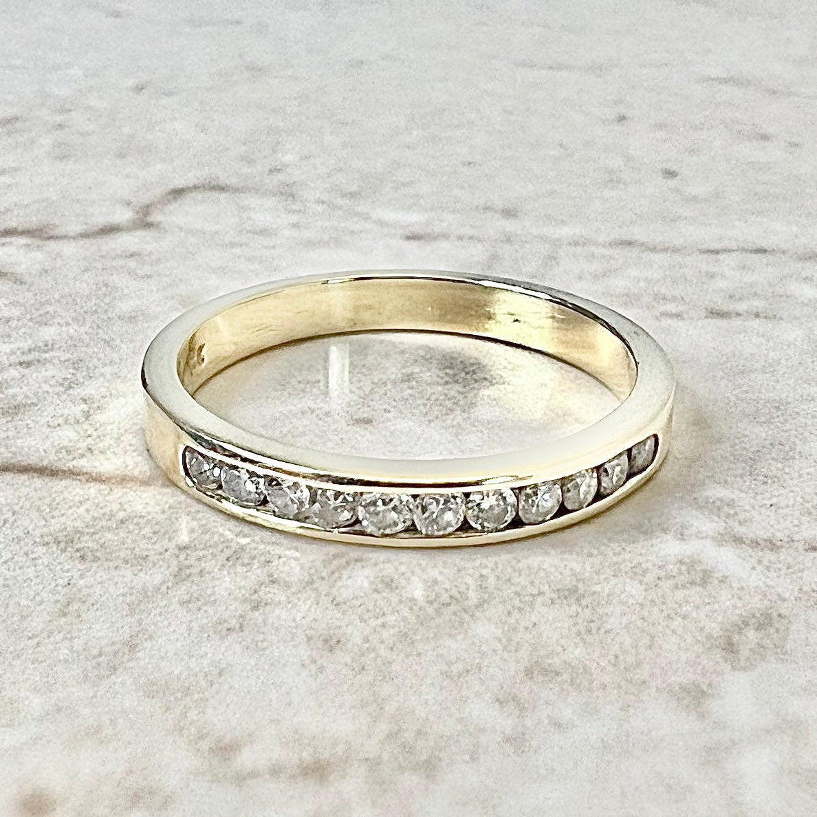 14K Half Eternity Diamond Band Ring - Yellow Gold Wedding Ring - Anniversary Ring - Birthday Gift - Best Gift For Her - Jewelry Sale