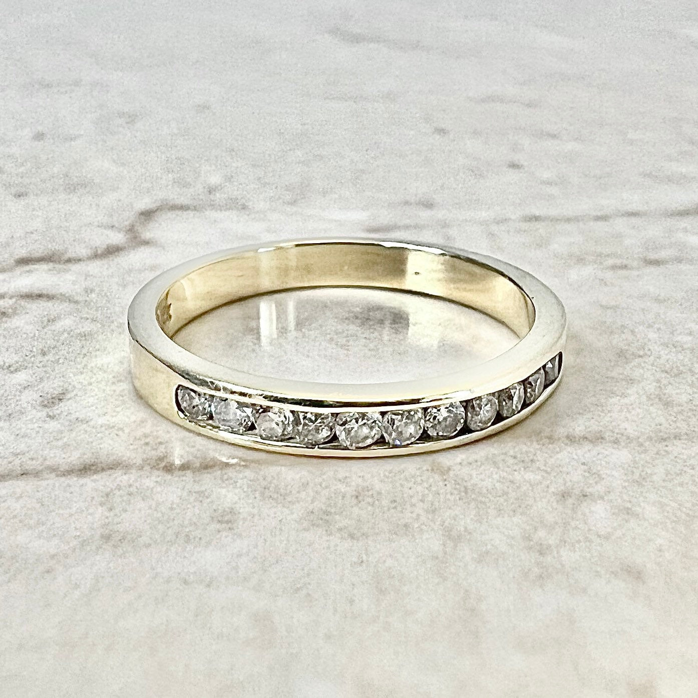 14K Half Eternity Diamond Band Ring - Yellow Gold Wedding Ring - Anniversary Ring - Birthday Gift - Best Gift For Her - Jewelry Sale