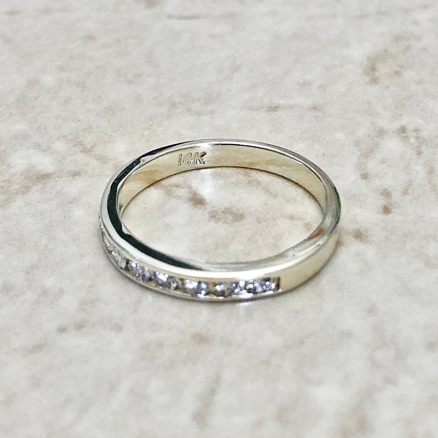 14K Half Eternity Diamond Band Ring - Yellow Gold Channel Set Band - Wedding Band - Diamond Eternity Ring - Anniversary Ring -Birthday Gift