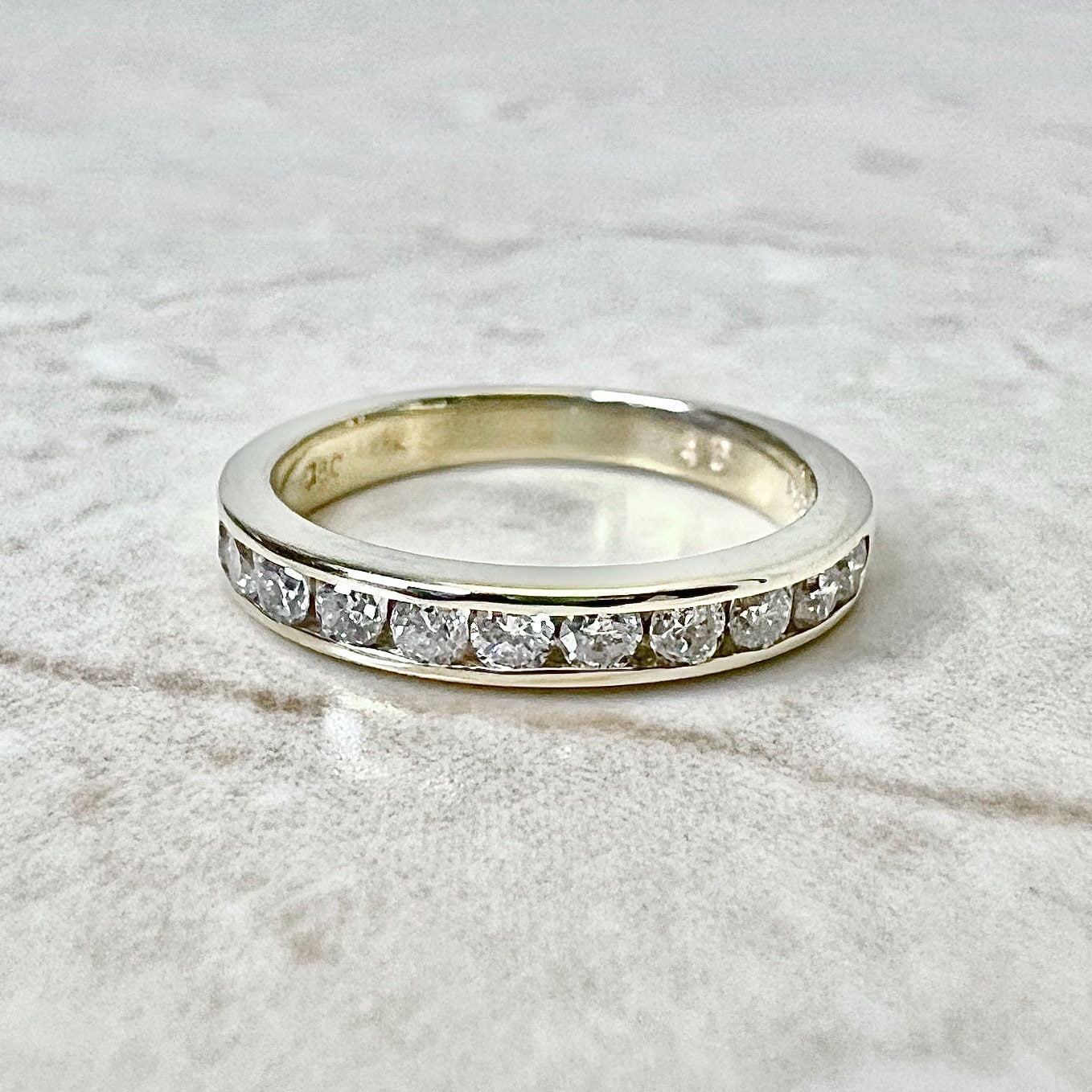 14K Half Eternity Diamond Band Ring 0.30 CTTW - Yellow Gold Eternity Ring - Anniversary Ring - Wedding Ring - Size 4.75 US - Holiday Gift