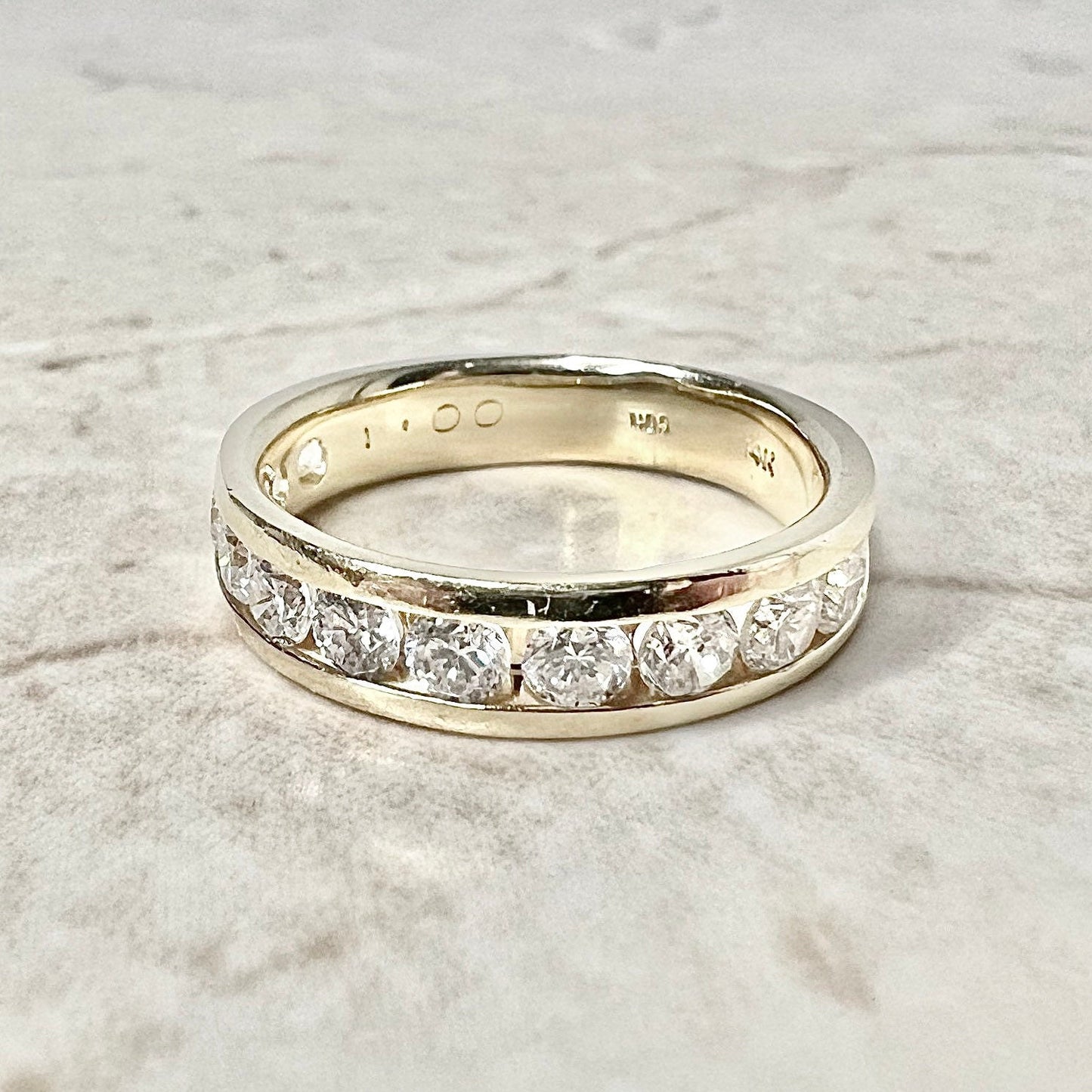 1 CT 14K Half Eternity Diamond Band Ring - Yellow Gold Eternity Ring - Diamond Ring -Anniversary Ring - Wedding Ring - Best Gift For Her
