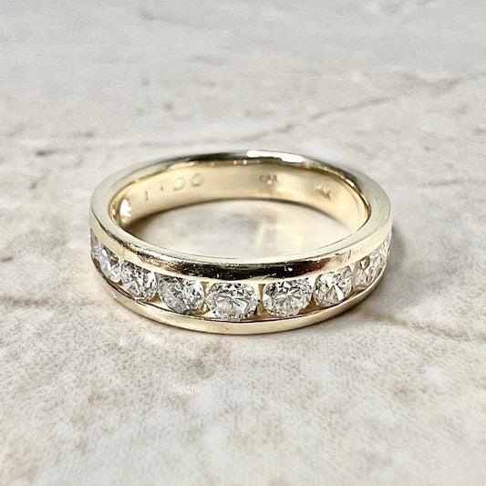 14 Karat Yellow Gold Channel - Set 1 Carat Round Diamond Half - Eternity Ring - WeilJewelry