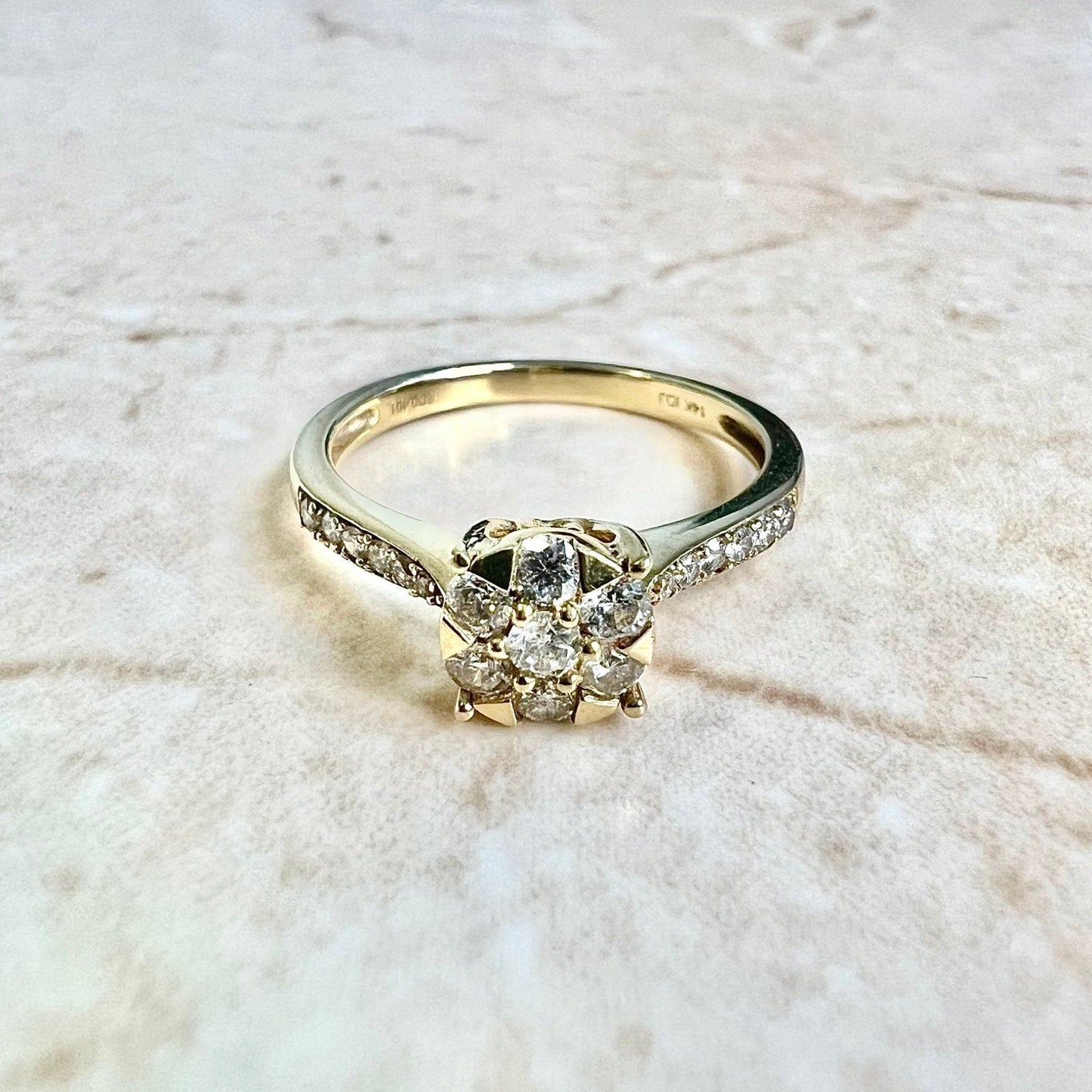 14 Karat Yellow Gold Diamond Cluster Ring - WeilJewelry