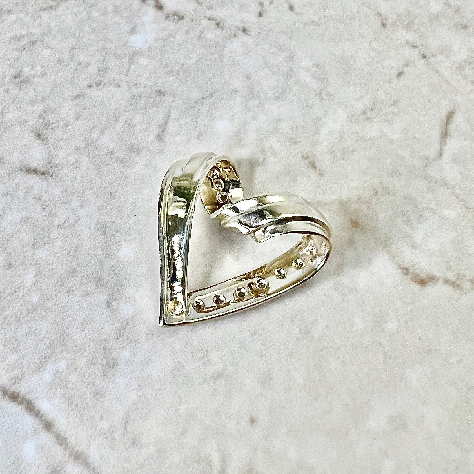 14K Diamond Heart Pendant Necklace - Yellow Gold Diamond Pendant Necklace - Birthday Gift - Valentine’s Day Gift For Her - Best Gift For Her