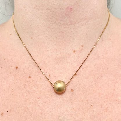 14 Karat Yellow Gold Diamond Sphere Pendant Necklace