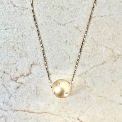 14 Karat Yellow Gold Diamond Sphere Pendant Necklace - WeilJewelry