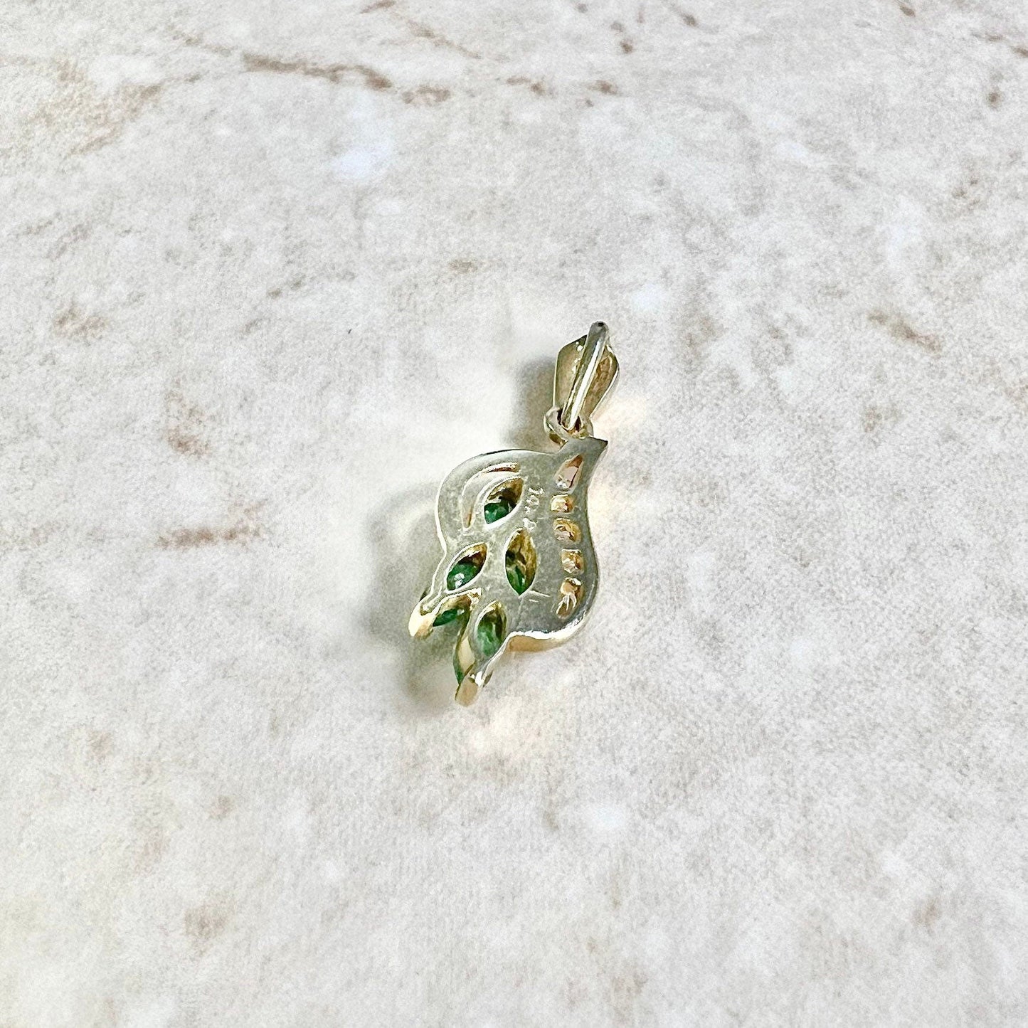 14 Karat Yellow Gold Emerald & Diamond Pendant - WeilJewelry