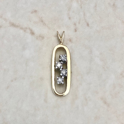 14K Diamond Pendant Necklace - Two Tone Gold - Yellow & White Gold - Diamond Necklace - Bridal Diamond Jewelry - Birthday Gift