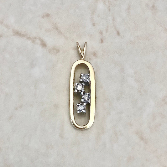 14K Diamond Pendant Necklace - Two Tone Gold - Yellow & White Gold - Diamond Necklace - Bridal Diamond Jewelry - Birthday Gift
