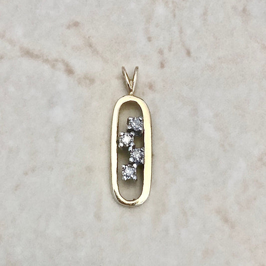 14 Karat Yellow Gold Four - Stone Diamond Pendant - WeilJewelry