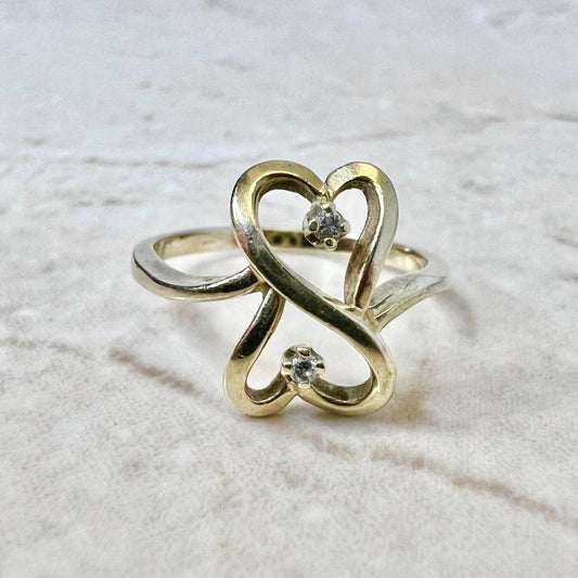 CLEARANCE 40% OFF - 14 Karat Yellow Gold Heart Diamond Toi & Moi Ring - WeilJewelry