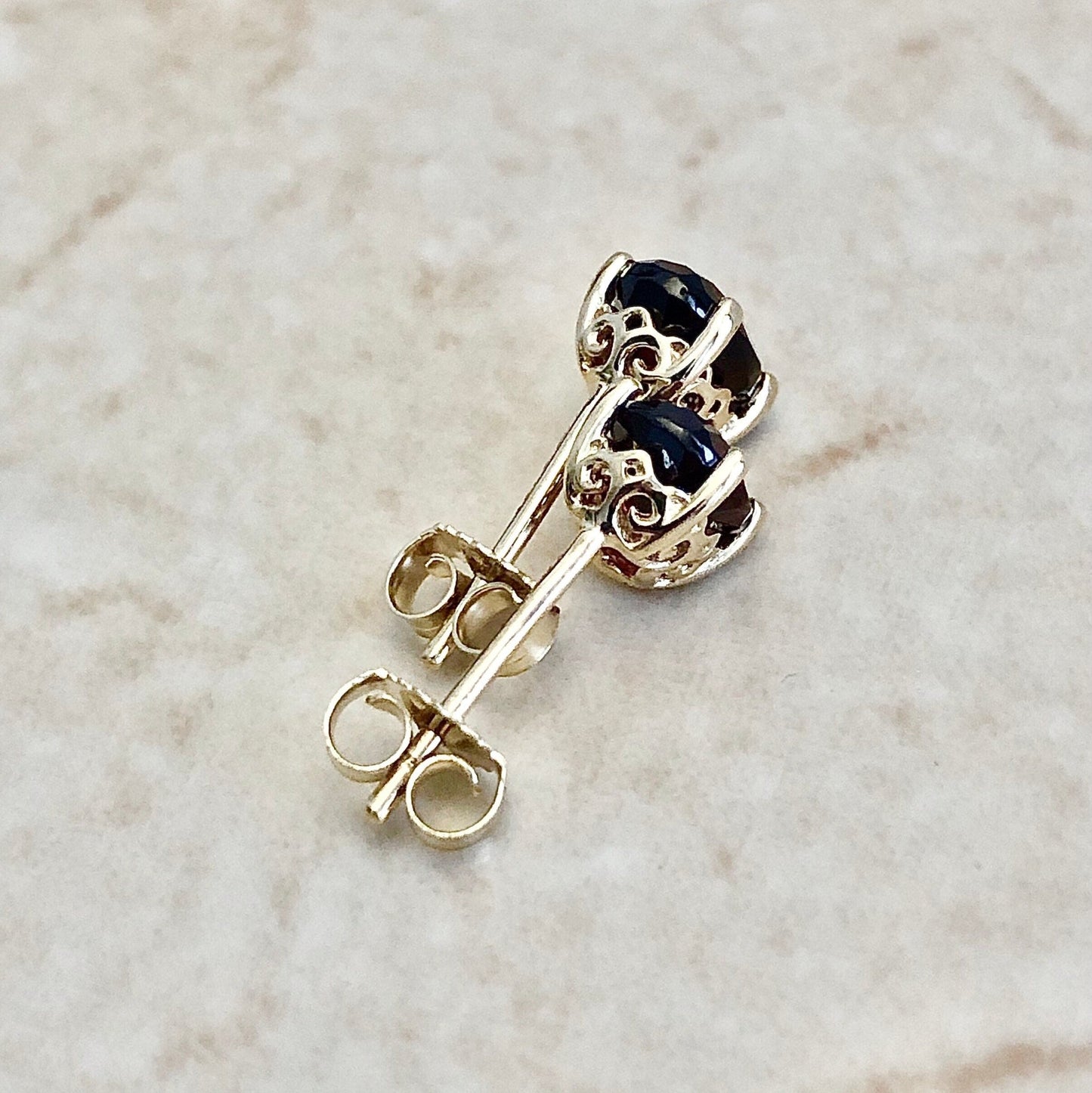 14K Oval Garnet Stud Earrings - Yellow Gold - January Birthstone - Genuine Gemstone - Push Backs - Birthday Gift