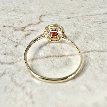 14K Round Garnet Halo Ring - Yellow Gold Garnet Ring - Gemstone Halo Ring - Garnet Promise Ring - January Birthstone Gift - Birthday Gift