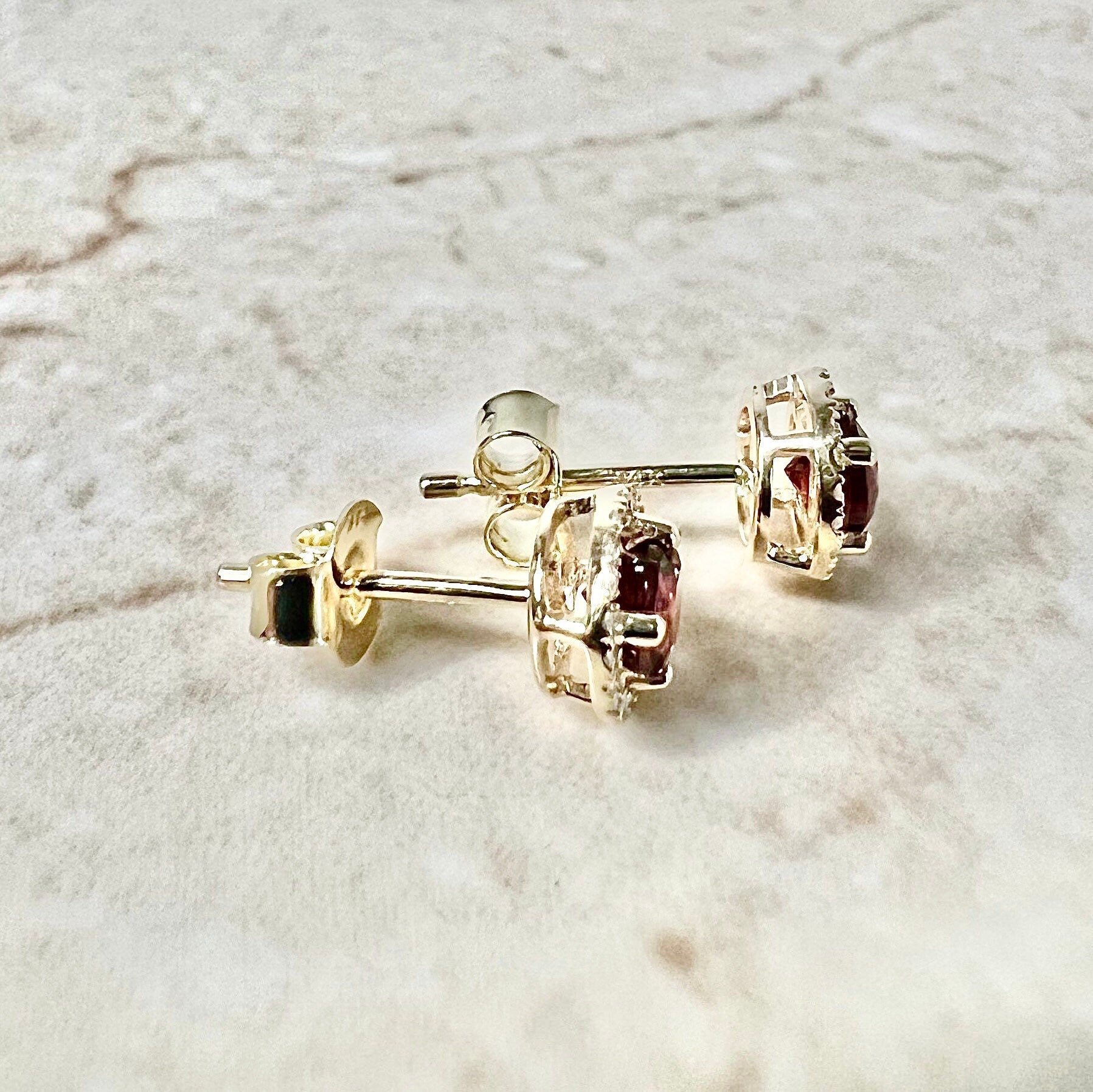 Garnet stud earrings hot sale white gold