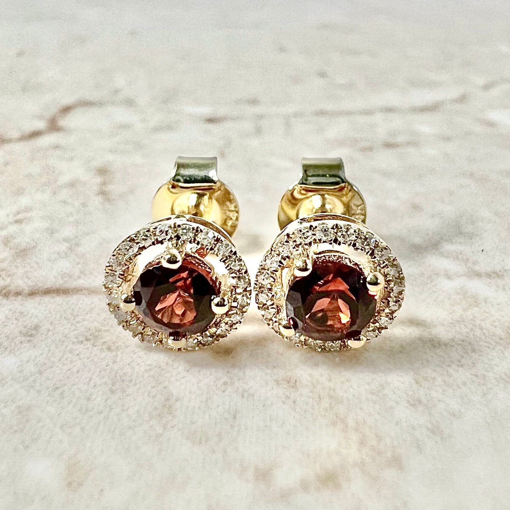 E.W Adams 9ct Gold Garnet Stud Earrings, Deep Red at John Lewis & Partners