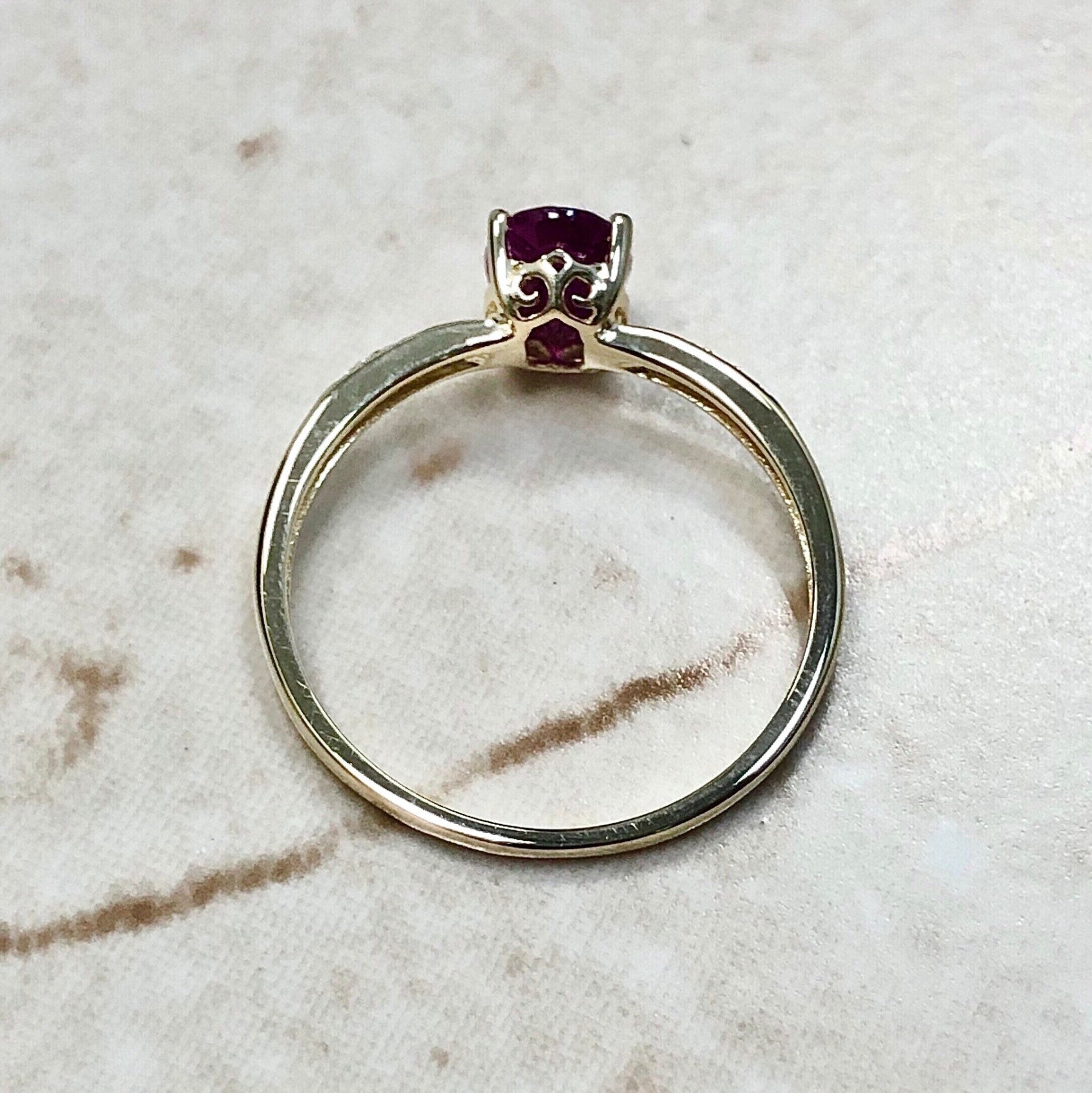 14 Karat Yellow Gold July Birthstone Natural Oval Ruby & Diamond Ring - WeilJewelry