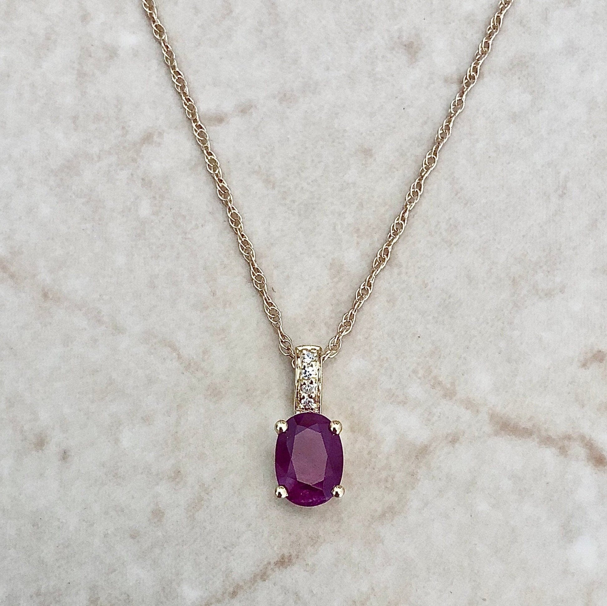 Ruby and diamond pendant necklace Clearance