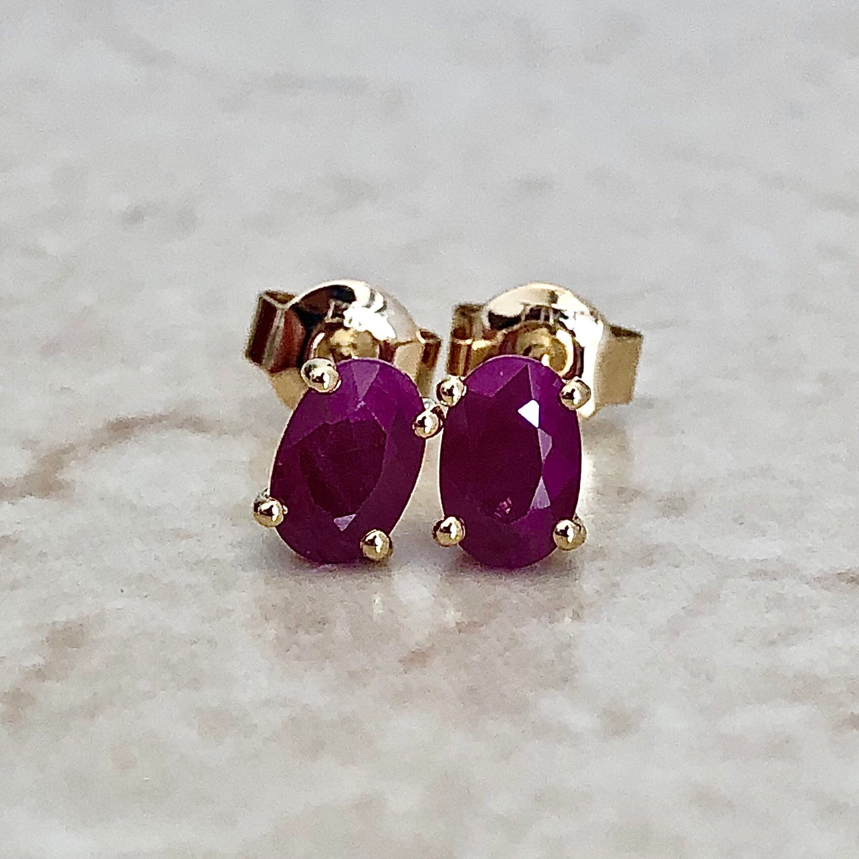 April Birthstone Stud Earrings 14k Gold - White Sapphire | Linjer Jewelry