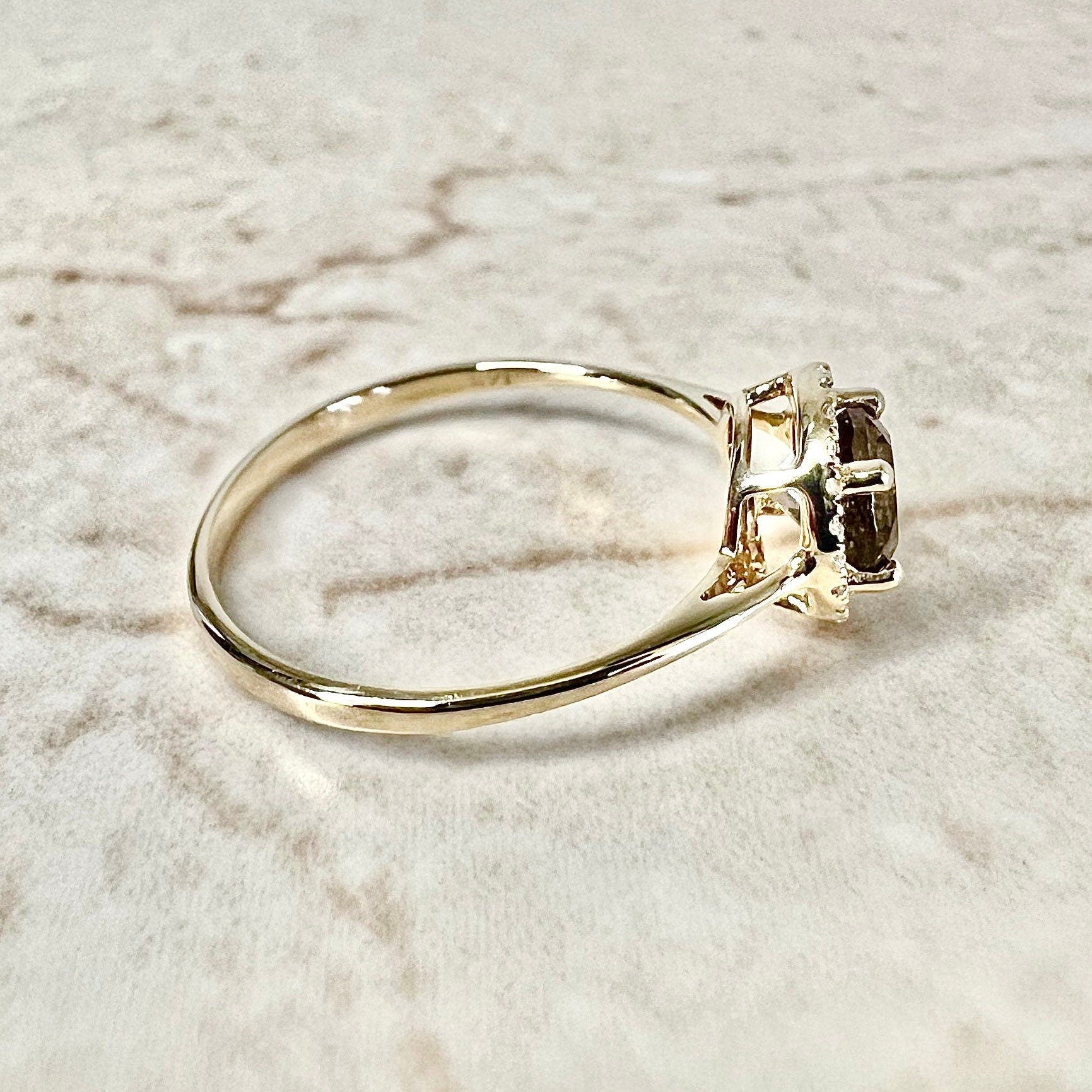 Natural Emerald cut Smoky Quartz engagement Ring 14k Yellow Gold promise Ring Stacking orders Ring June Birthstone Genuine Smokey Quartz ring