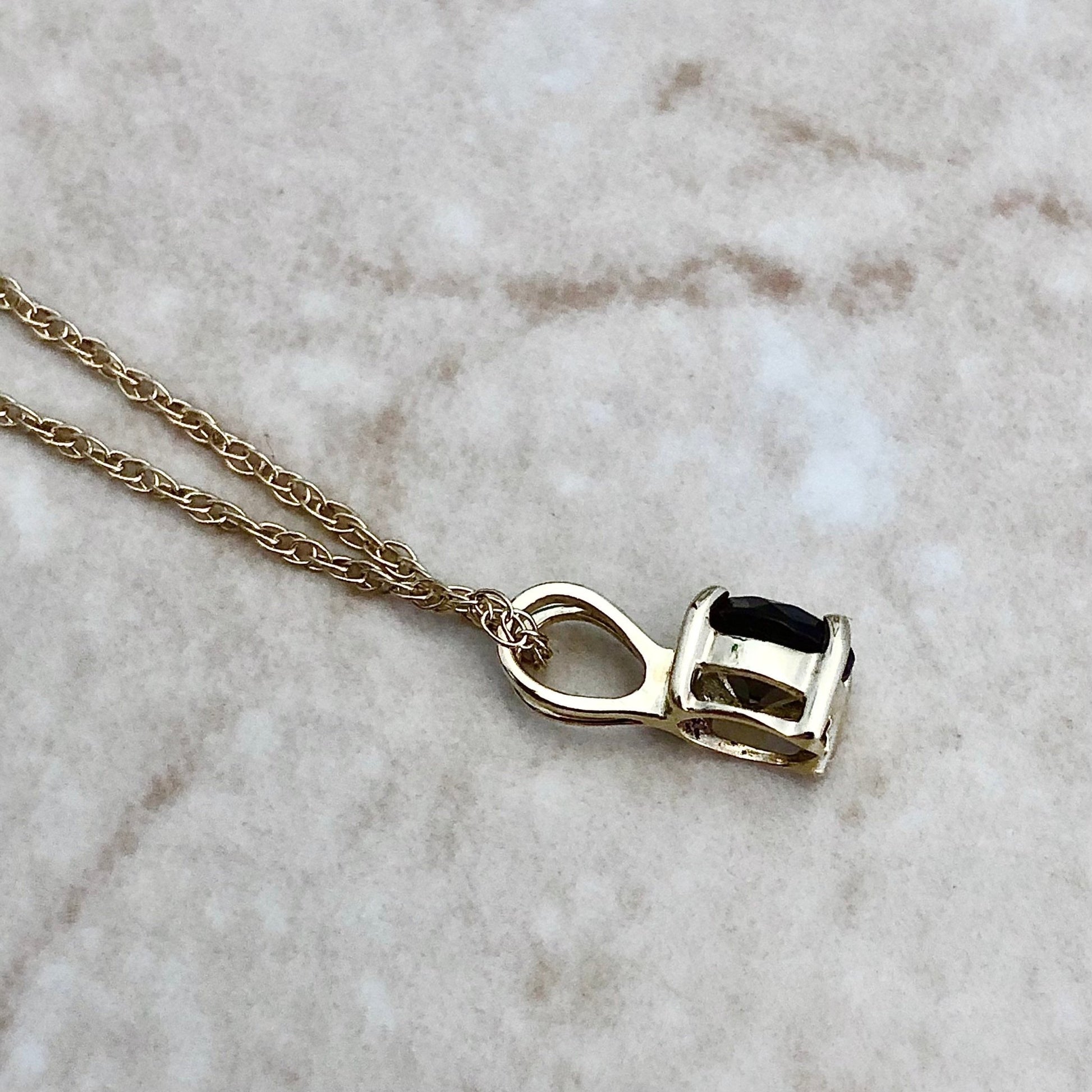 14K Smoky Quartz Pendant Necklace - Yellow Gold - June Birthstone - Genuine Gemstone - 18” Chain - Birthday Gift