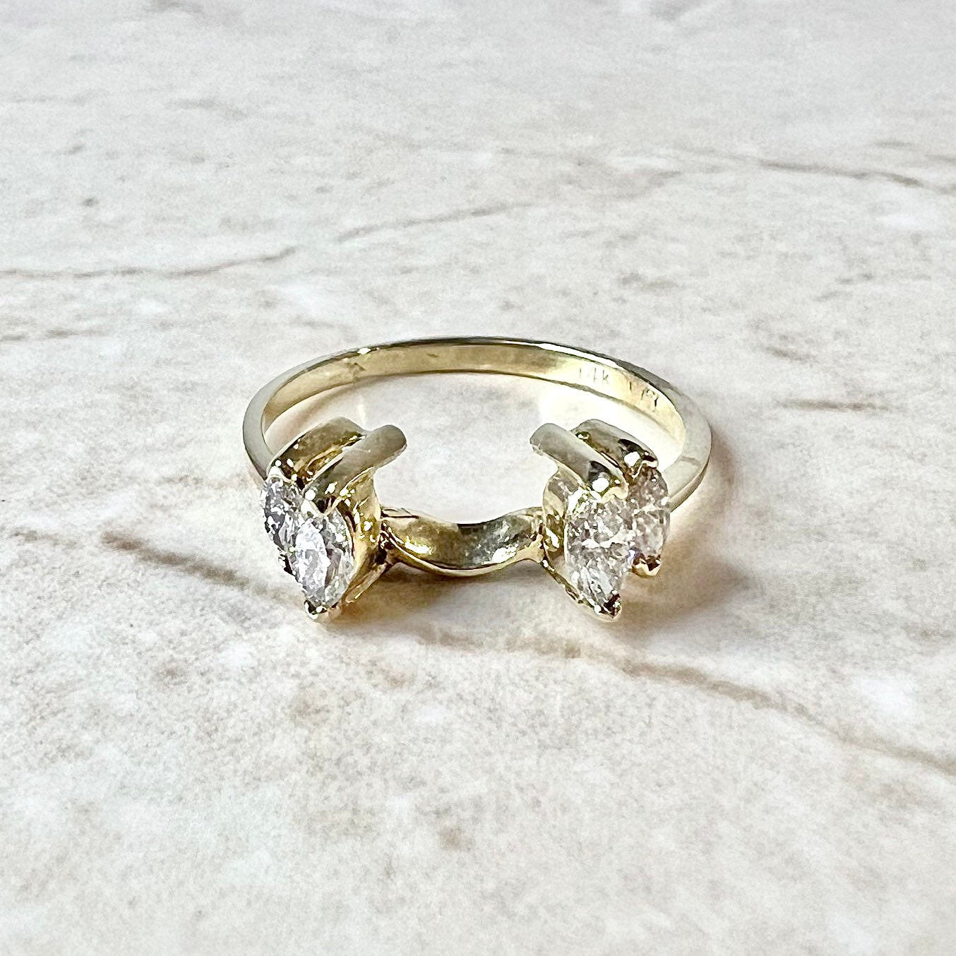 14 Karat Yellow Gold Marquise Diamond Jacket Ring - WeilJewelry