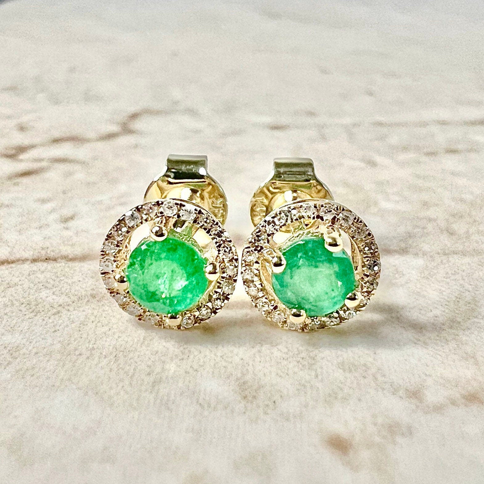 Round on sale emerald earrings