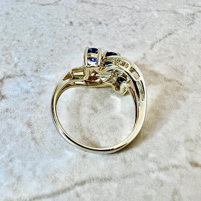 14 Karat Yellow Gold Natural Sapphire & Diamond Cocktail Ring - WeilJewelry