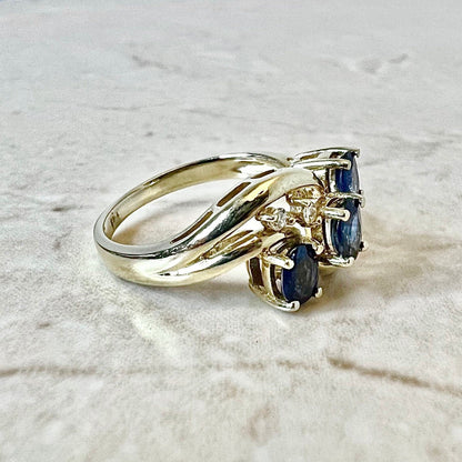 14 Karat Yellow Gold Natural Sapphire & Diamond Cocktail Ring - WeilJewelry