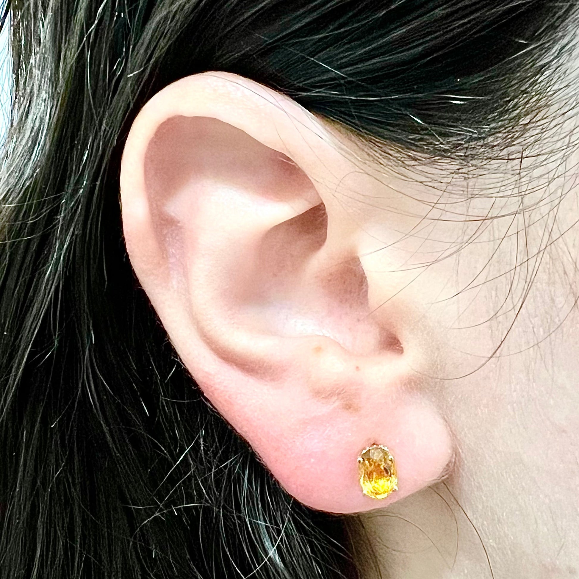 14 Karat Yellow Gold November Birthstone Oval Citrine Stud Earrings - WeilJewelry