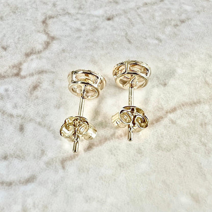 14 Karat Yellow Gold November Birthstone Round Citrine & Diamond Halo Stud Earrings - WeilJewelry