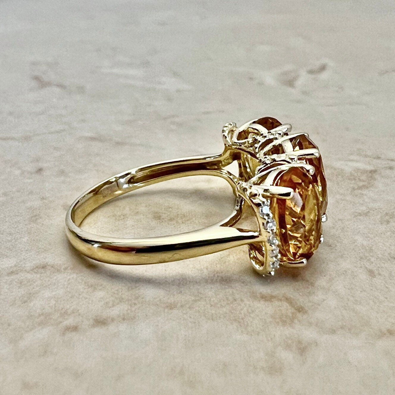 Pastel Emerald-cut Citrine and Diamond Ring | Sylvan's Jewelers