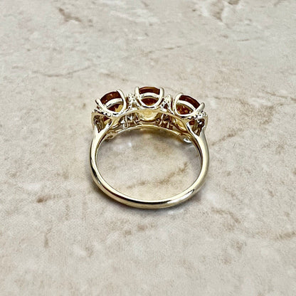 14 Karat Yellow Gold Oval Citrine & Diamond Three - Stone Ring - WeilJewelry