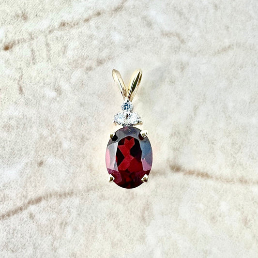 14K Red Spinel & Diamond Pendant Necklace - Yellow Gold Spinel Pendant - August Birthstone - Gold Spinel Necklace - Best Gifts For Her