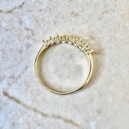 7 Stone Diamond Band - 14 Karat Yellow Gold Half Eternity Ring - Vintage Wedding Ring - Bridal Jewelry - Anniversary Ring - Holiday Gift