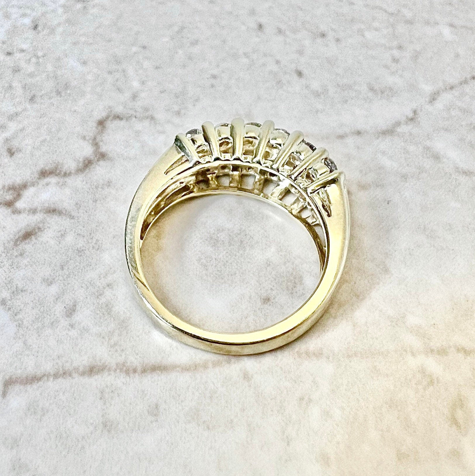 14K Triple Row Diamond Band Ring - Yellow Gold Eternity Ring - Wedding Ring - Bridal Jewelry - Anniversary Ring - Best Gift For Her