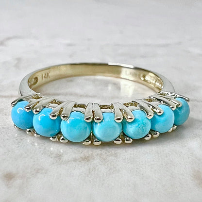 14 Karat Yellow Gold Turquoise Band Ring - WeilJewelry