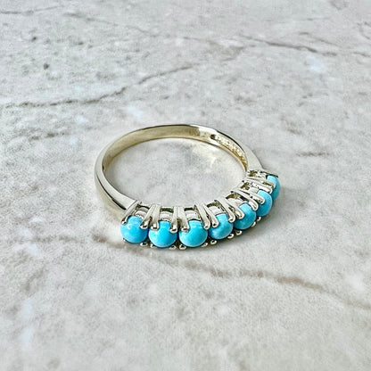 14 Karat Yellow Gold Turquoise Band Ring - WeilJewelry