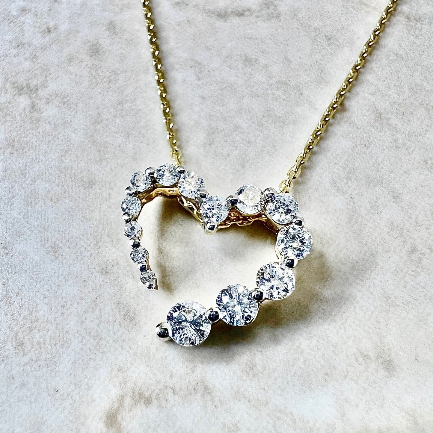 14 Karat Yellow Gold Diamond Heart Pendant Necklace - WeilJewelry