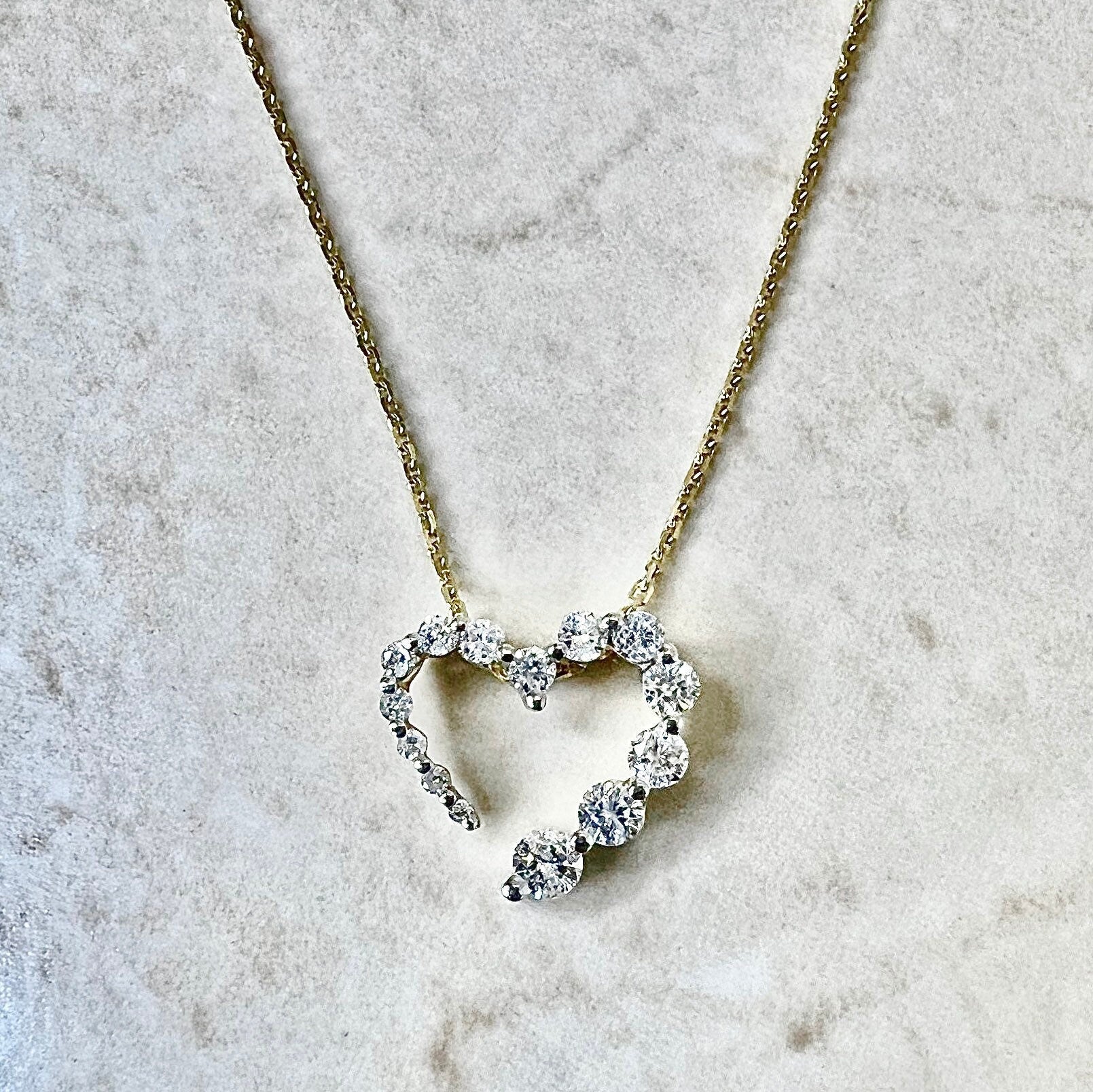 14 Karat Yellow Gold Diamond Heart Pendant Necklace - WeilJewelry