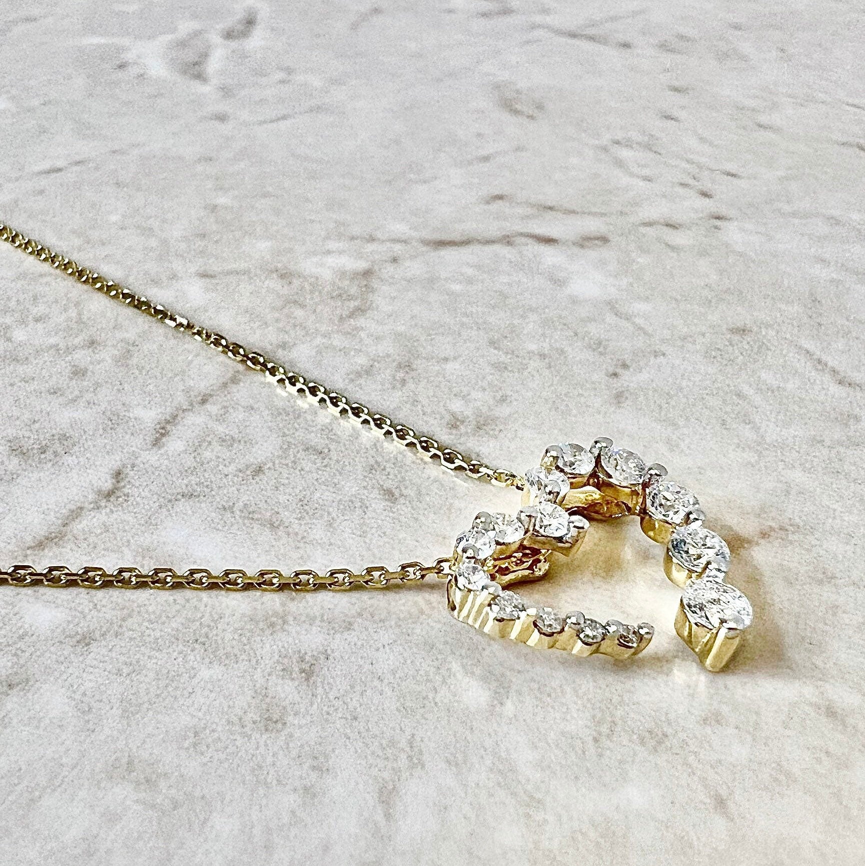 14 Karat Yellow Gold Diamond Heart Pendant Necklace - WeilJewelry