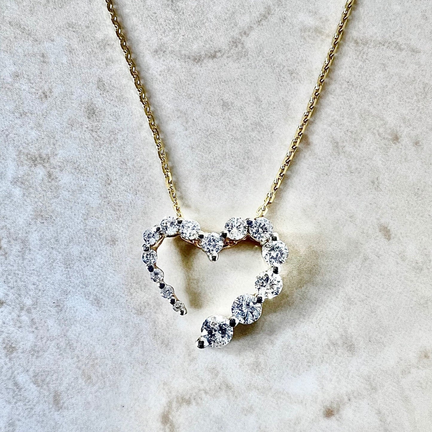 14 Karat Yellow Gold Diamond Heart Pendant Necklace - WeilJewelry