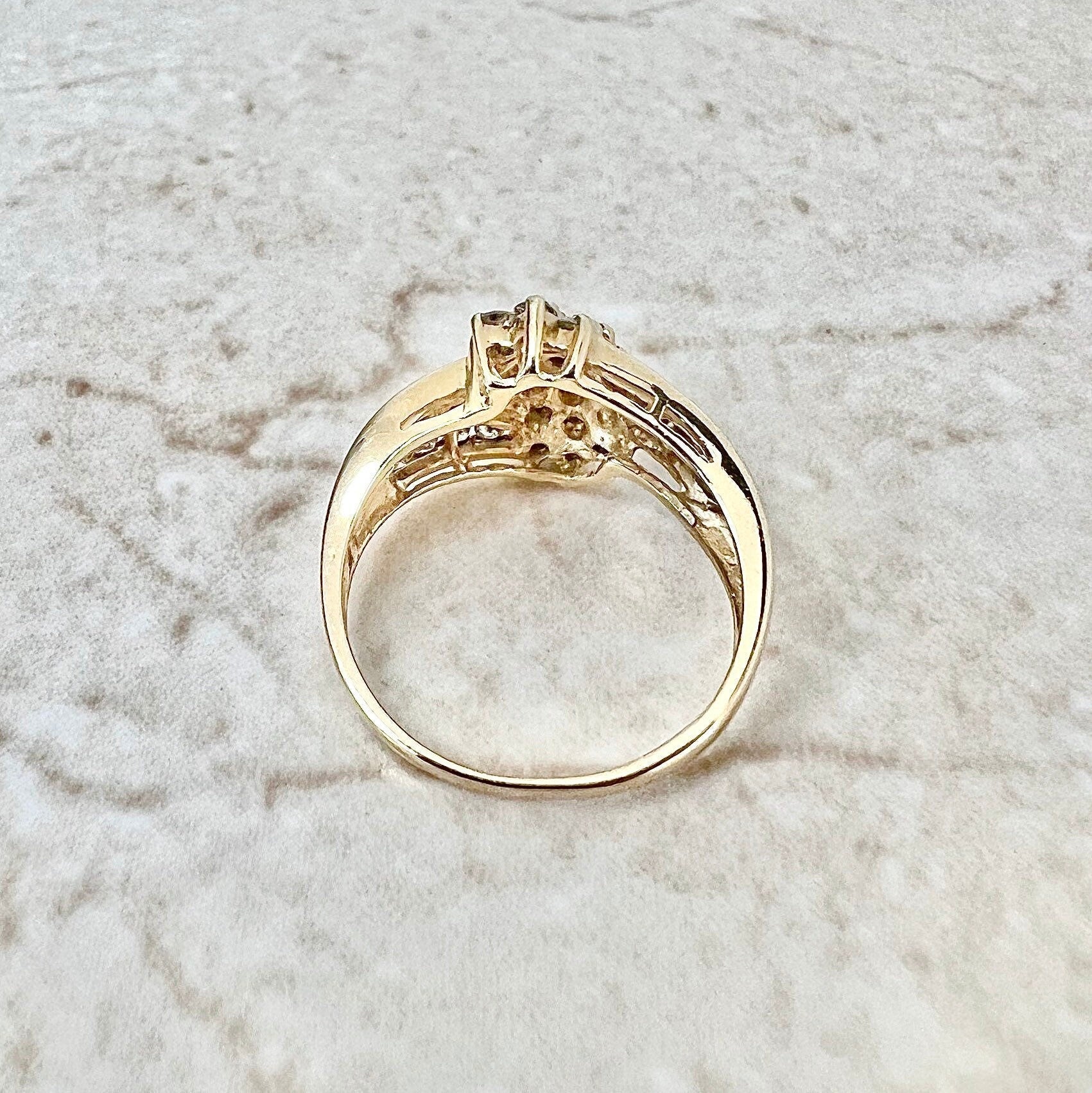 14K Yellow Gold Waterfall 0.85 Carat Diamond Cluster Ring - WeilJewelry