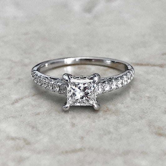 18K Princess Cut Diamond Engagement Ring - White Gold Diamond Solitaire Ring - Diamond Ring - Promise Ring - Anniversary Ring - Wedding Ring