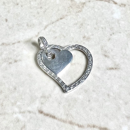 18 Karat White Gold 1/4 Carat Pave Diamond Heart Pendant - WeilJewelry